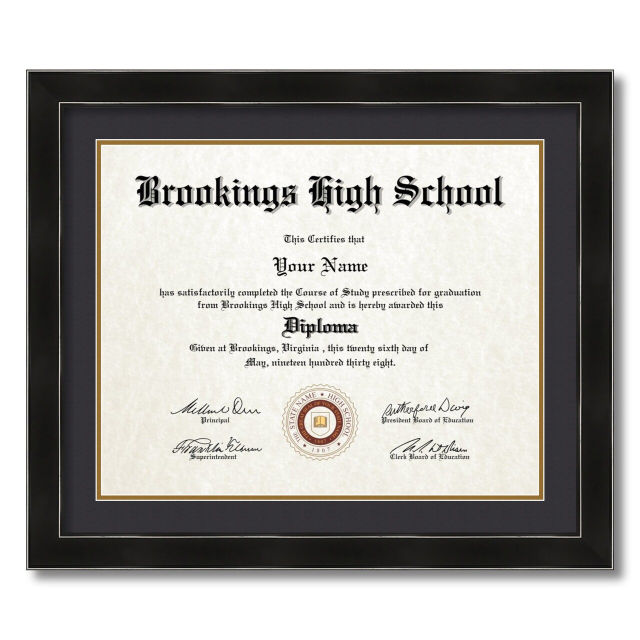 ArtToFrames 16x20 inch Diploma Frame - Framed with Black and Gold Mats, Comes with Regular Acrylic and Sawtooth Hanger for Wall Hanging (D-16x20)